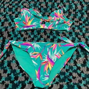Teal Floral Bikini
